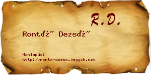Rontó Dezső névjegykártya